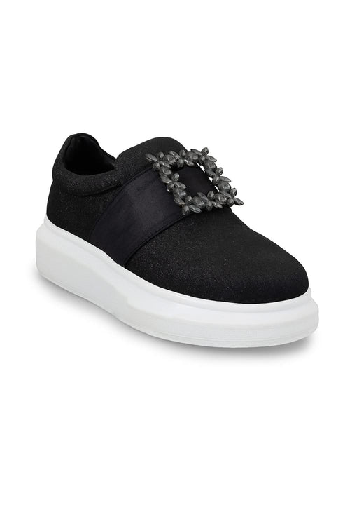 Black Stardust Wedge Sneakers