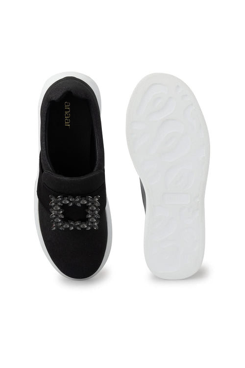 Black Stardust Wedge Sneakers