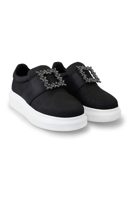 Black Stardust Wedge Sneakers