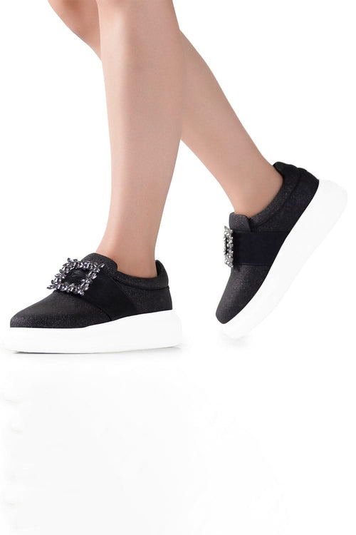 Black Stardust Wedge Sneakers