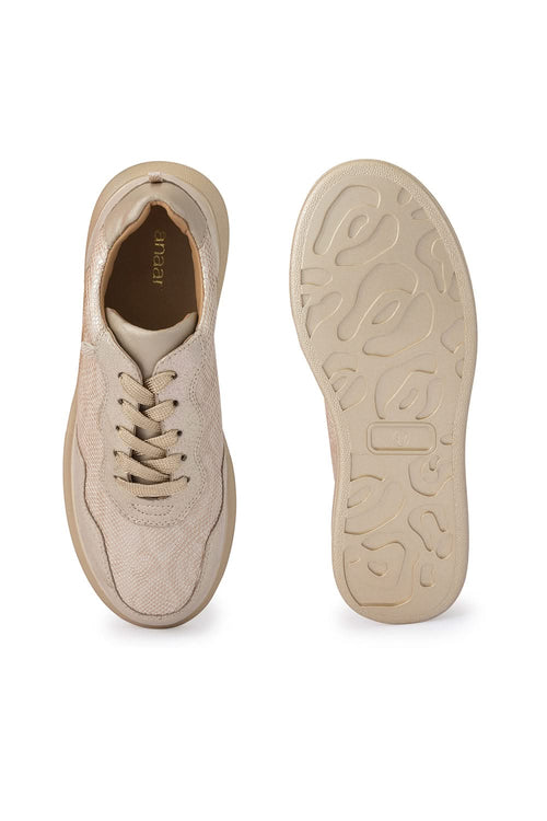 Champagne Gold Groove Classic Wedge Sneakers