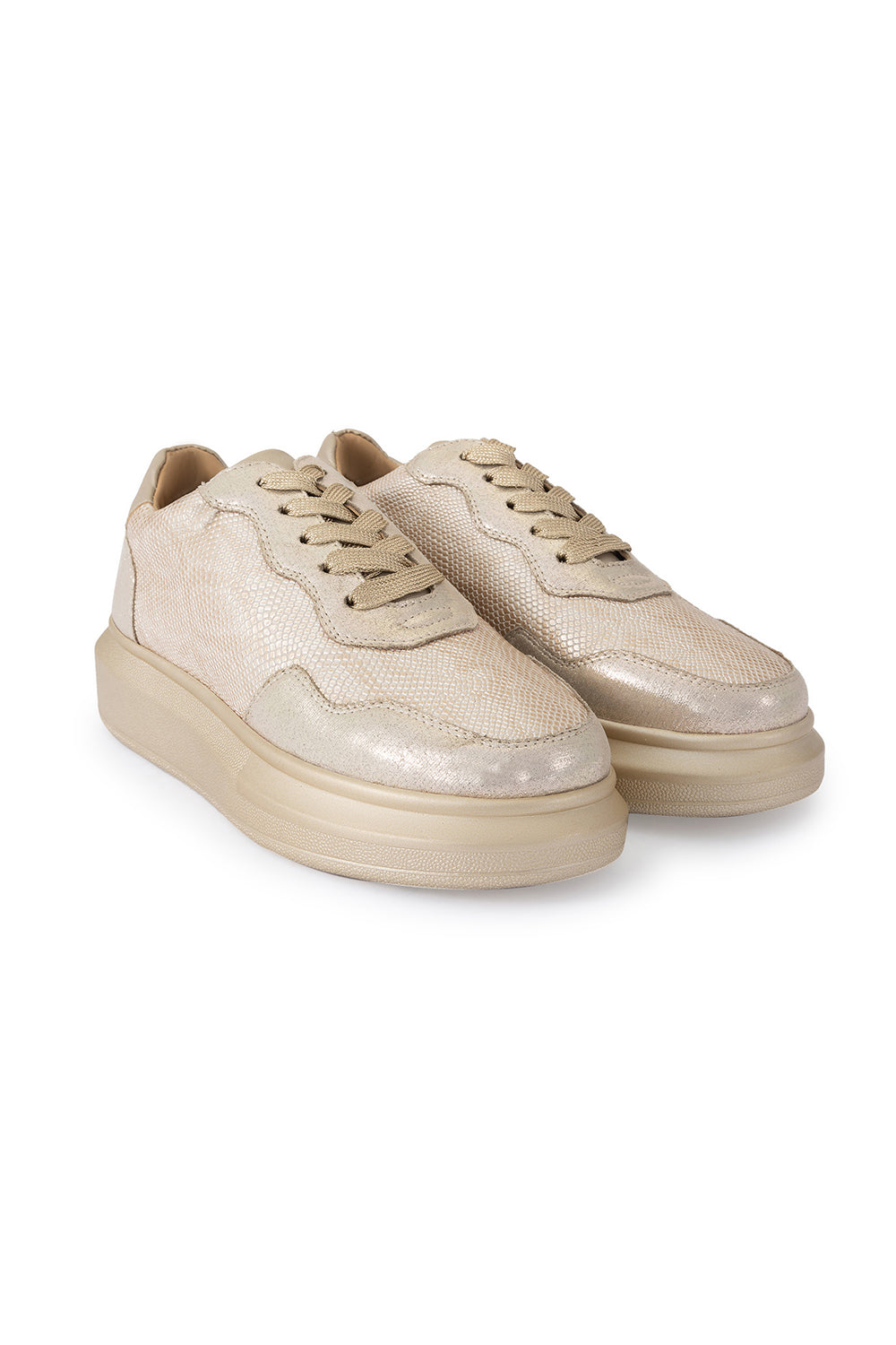Champagne Gold Groove Classic Wedge Sneakers
