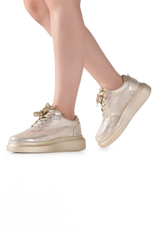 Champagne Gold Groove Classic Wedge Sneakers