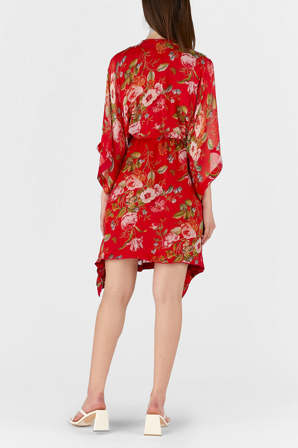Cherry Red Floral Printed Kaftan