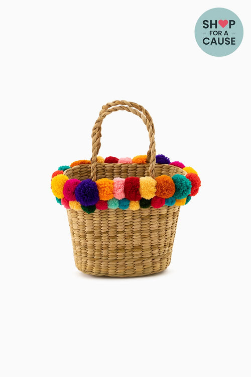 Multicolored Hand Embellished Open Basket Bag