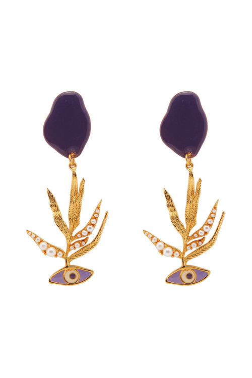 Evil Eye Pearl Earrings