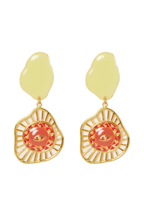 Lime Green Evil Eye Earrings