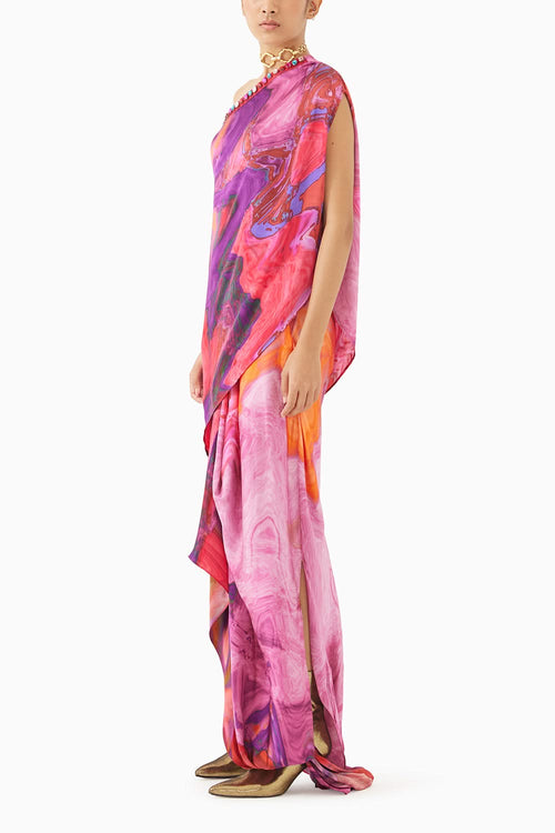 Red Sea One Shoulder Top & Skirt Co-ord