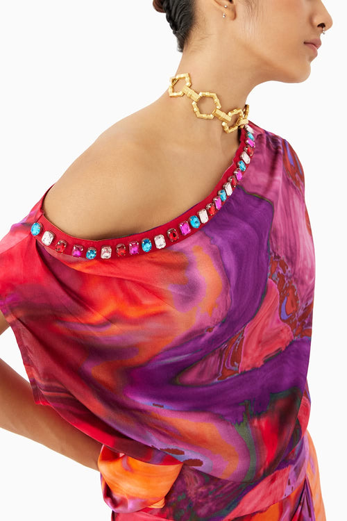 Red Sea One Shoulder Top & Skirt Co-ord