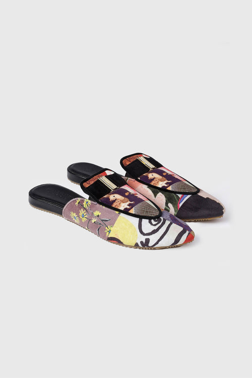 Farrago Mules with Metallic Trim