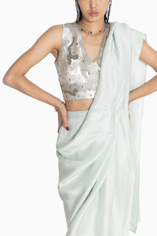 Masai Godet Mint Sari with APS Blouse