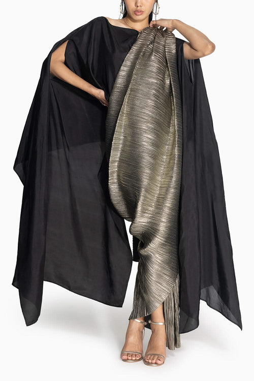 Metallic Black-Gold 2.0 Sari with SK Cape