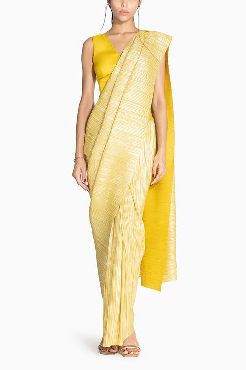 Metallic 2.0 Lemon Gold Sari with Vik Blouse