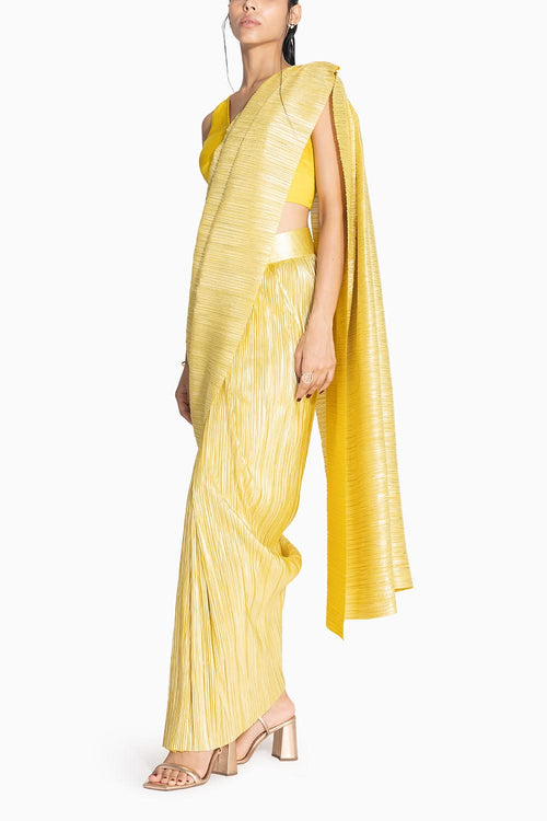 Metallic 2.0 Lemon Gold Sari with Vik Blouse