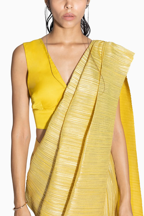 Metallic 2.0 Lemon Gold Sari with Vik Blouse