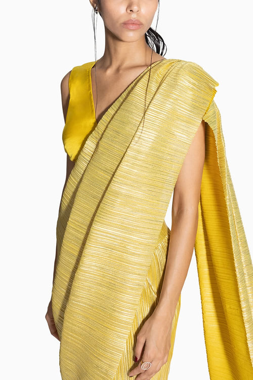 Metallic 2.0 Lemon Gold Sari with Vik Blouse