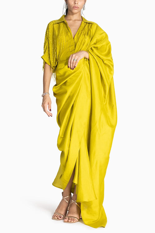 Masai Godet Kelly Green Sari with Kyra Top