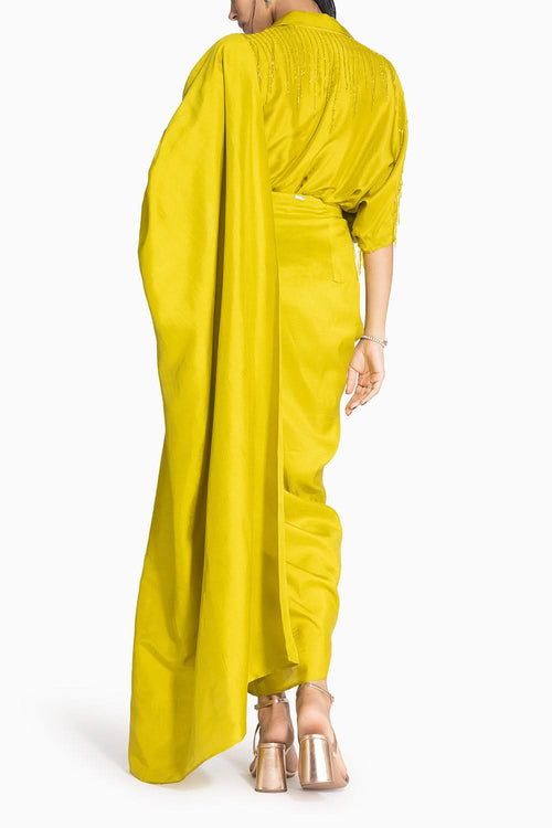 Masai Godet Kelly Green Sari with Kyra Top