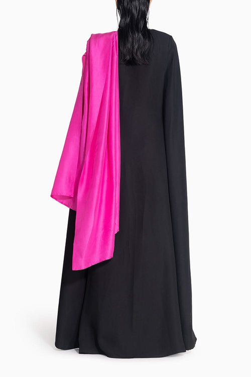 Masai Godet Fuschia Sari with Neha Cape