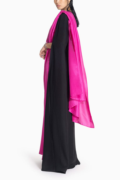 Masai Godet Fuschia Sari with Neha Cape