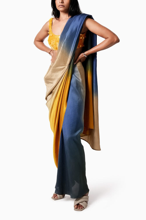 RiRi  Blouse with Ombre Masai Godet Sari