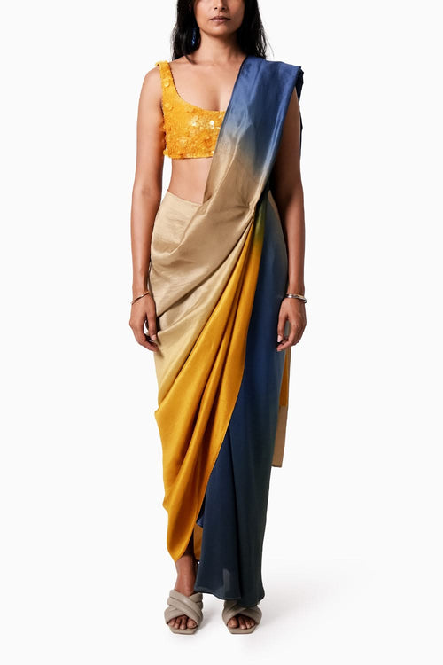 RiRi  Blouse with Ombre Masai Godet Sari