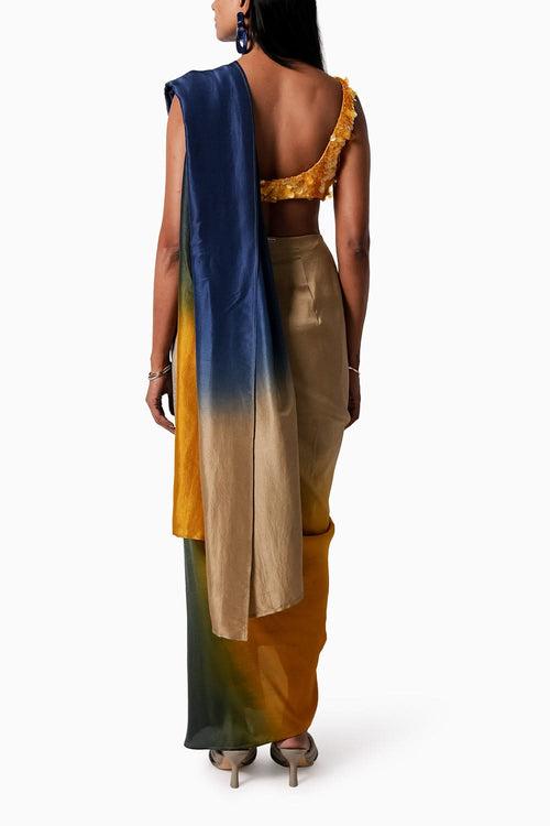 RiRi  Blouse with Ombre Masai Godet Sari
