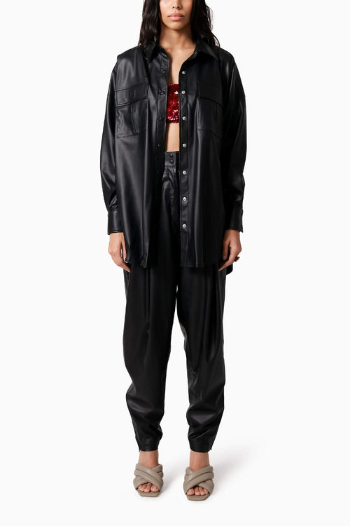Leather Shacket with Leather Cargo Pants