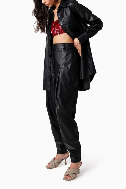 Leather Shacket with Leather Cargo Pants