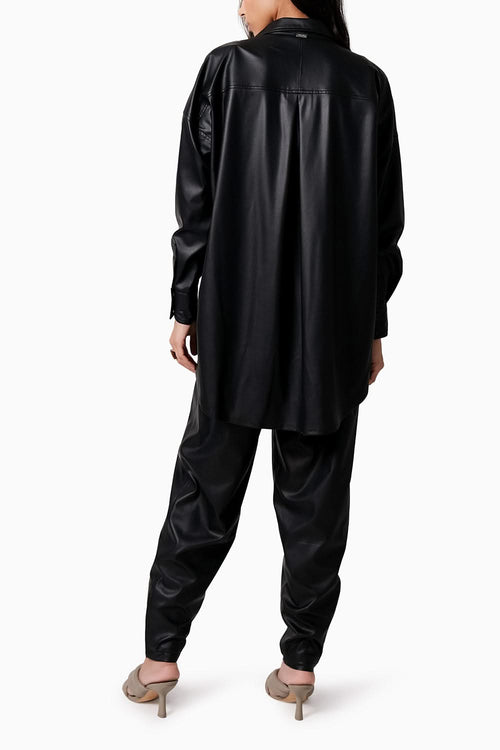 Leather Shacket with Leather Cargo Pants