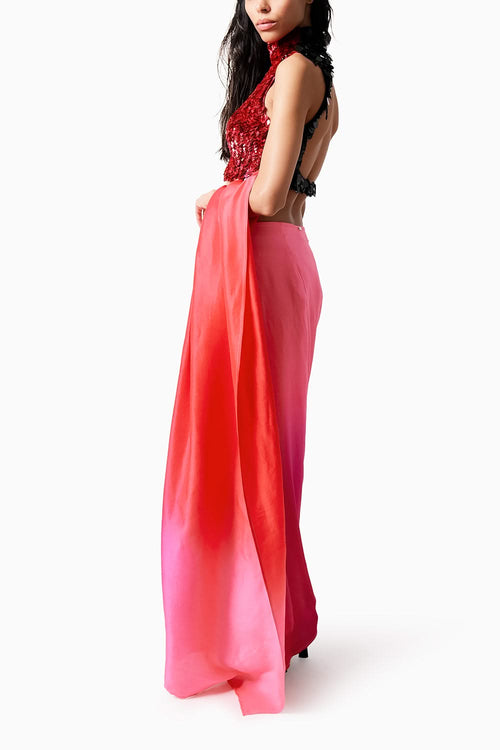 Tasha Top with Ombre Pink Red Masai Godet Sari