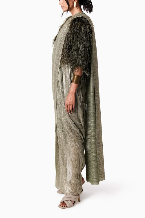 Feather Jacket with AQ Sari
