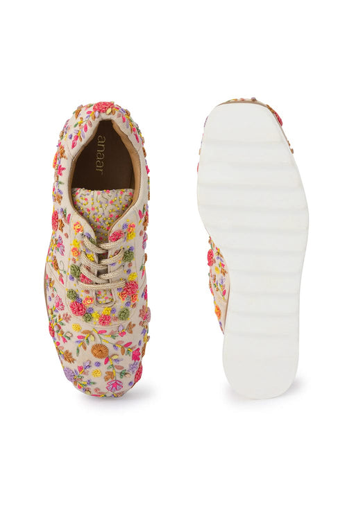 Multi Floral Corsage Signature Wedge Sneakers