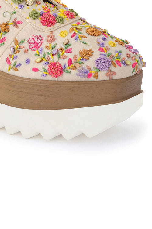 Multi Floral Corsage Signature Wedge Sneakers