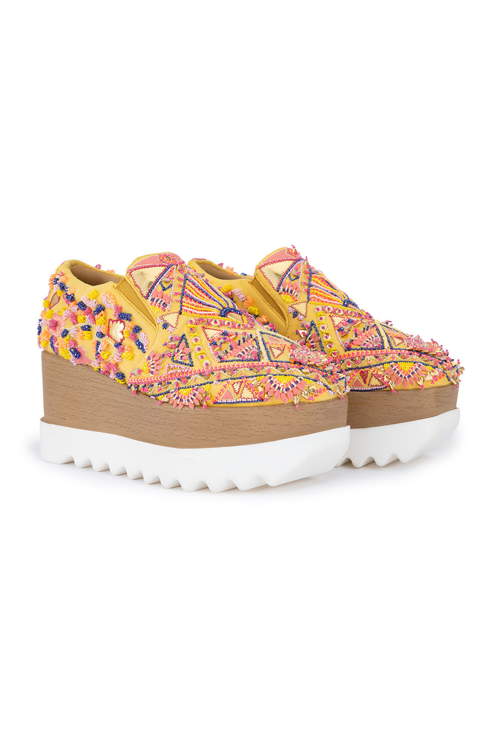 Yellow Kaleidoscope Wedge Sneakers