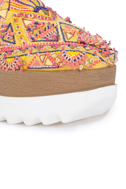 Yellow Kaleidoscope Wedge Sneakers