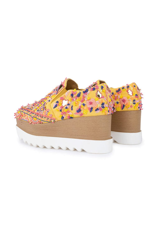 Yellow Kaleidoscope Wedge Sneakers