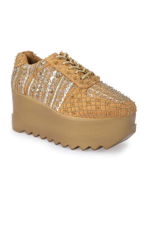 Peach Goldilocks Wedge Sneakers