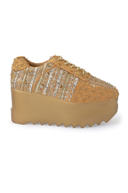 Peach Goldilocks Wedge Sneakers