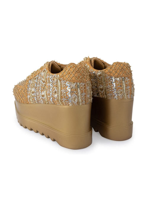 Peach Goldilocks Wedge Sneakers