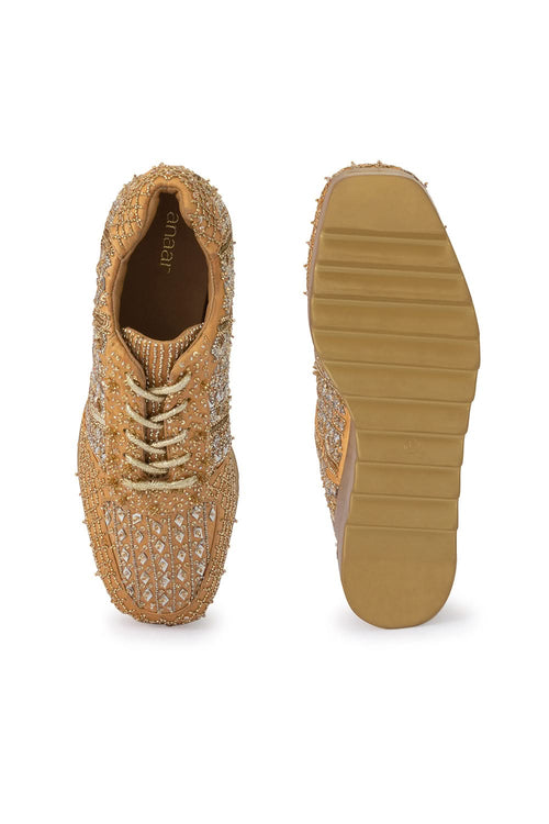 Peach Goldilocks Wedge Sneakers
