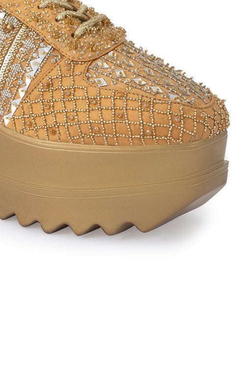 Peach Goldilocks Wedge Sneakers