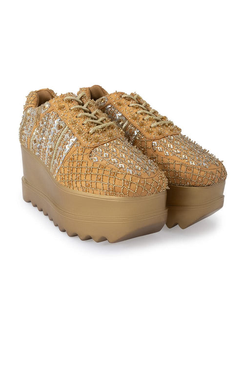 Peach Goldilocks Wedge Sneakers