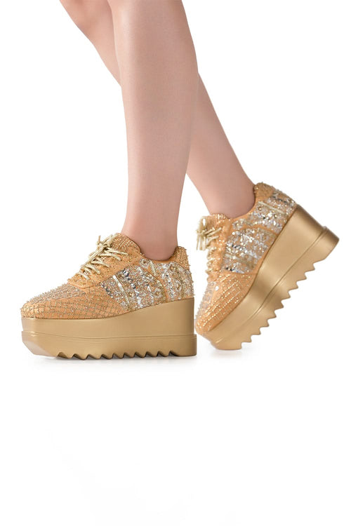 Peach Goldilocks Wedge Sneakers