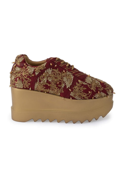 Maroon Autumn Song Wedge Sneakers