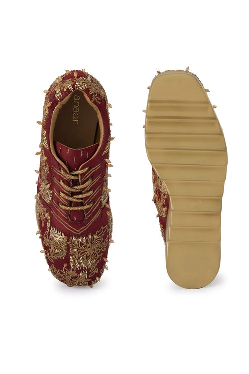 Maroon Autumn Song Wedge Sneakers