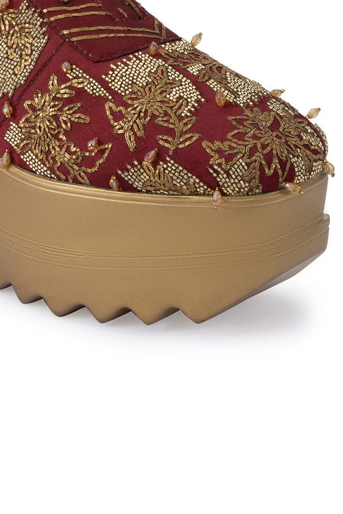 Maroon Autumn Song Wedge Sneakers