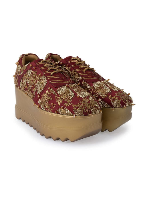 Maroon Autumn Song Wedge Sneakers