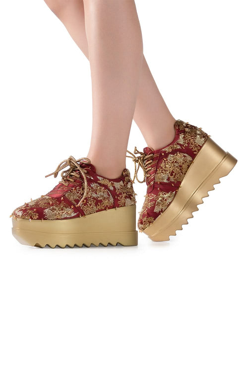 Maroon Autumn Song Wedge Sneakers