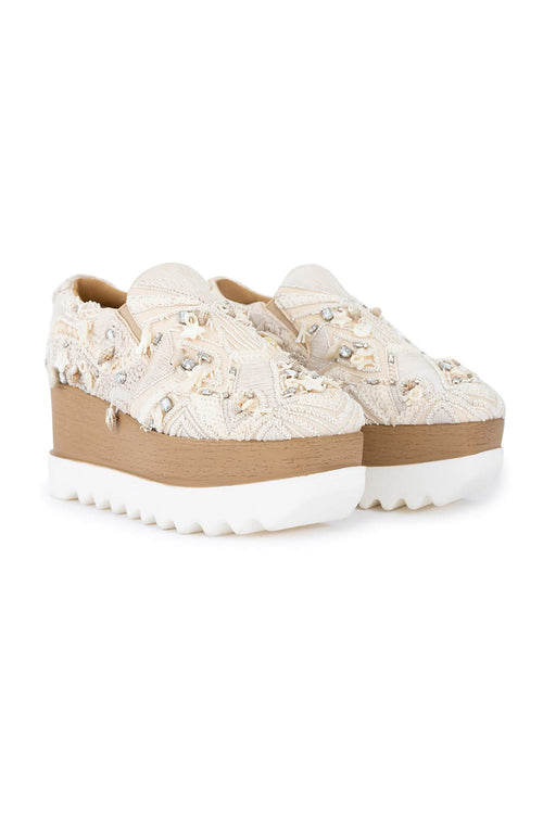 Beige Paradise Signature Wedge Sneakers